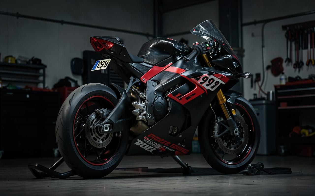 Moko 999 Rennsport-Motorrad in der Boxengasse